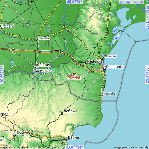 Topographic map of Pietreni