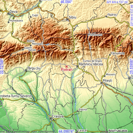 Topographic map of Pietrari