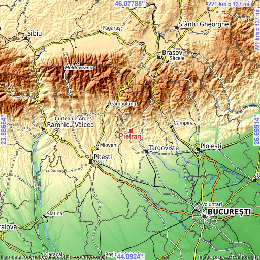 Topographic map of Pietrari