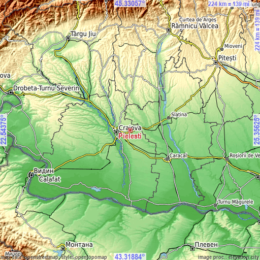 Topographic map of Pieleştí