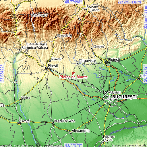 Topographic map of Picior de Munte
