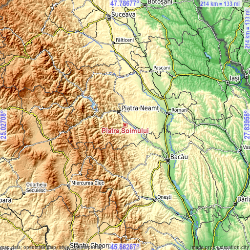 Topographic map of Piatra Şoimului