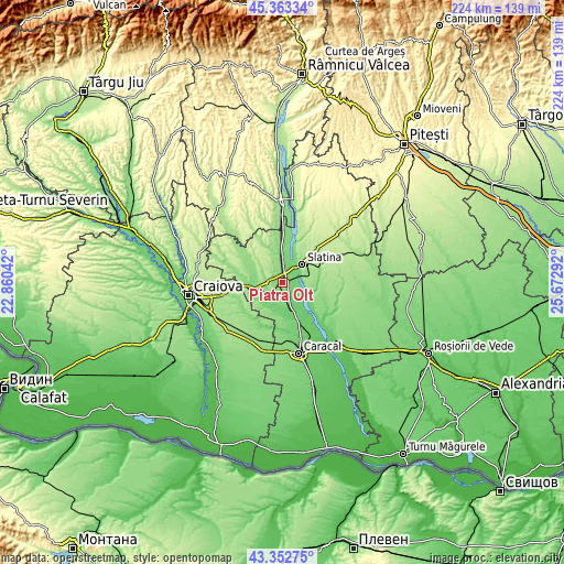 Topographic map of Piatra Olt