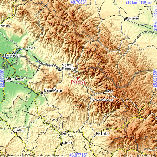 Topographic map of Petrova