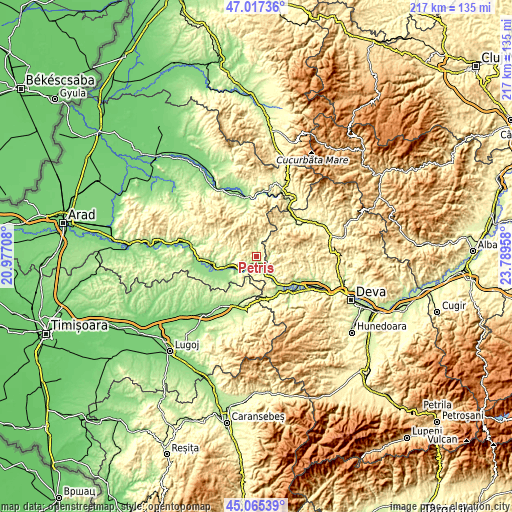 Topographic map of Petriş