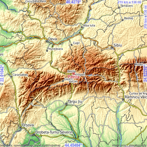 Topographic map of Petrila