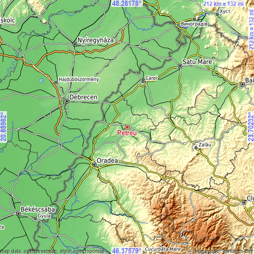 Topographic map of Petreu