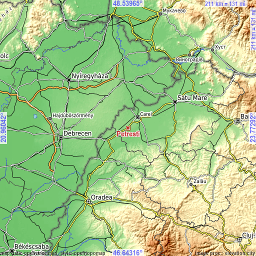 Topographic map of Petreşti