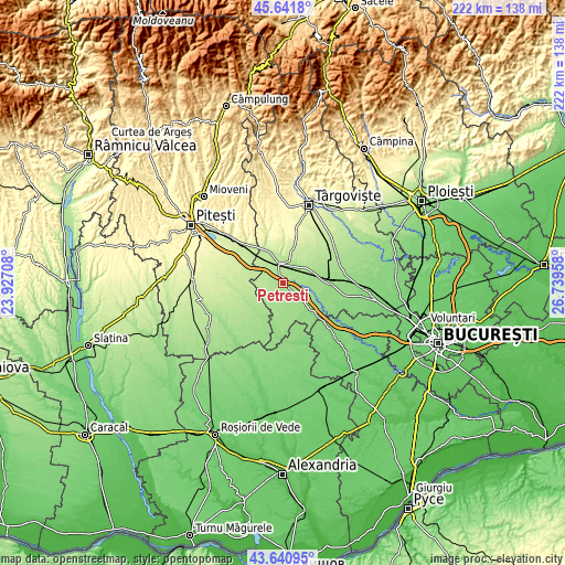 Topographic map of Petreşti