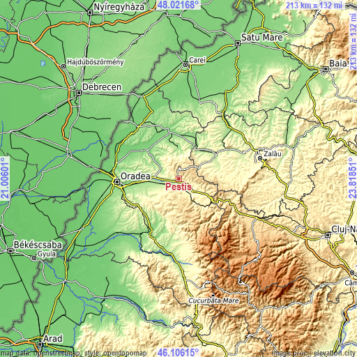 Topographic map of Peștiș