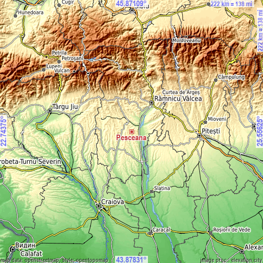 Topographic map of Pesceana