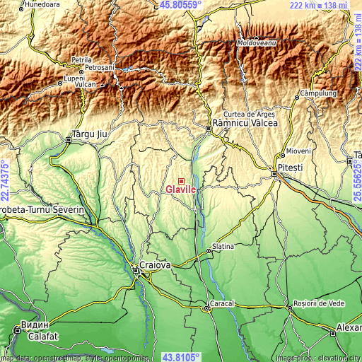 Topographic map of Glăvile