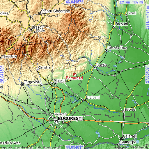 Topographic map of Perșunari