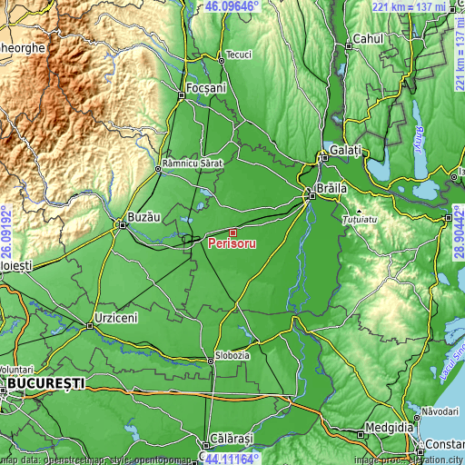 Topographic map of Perișoru