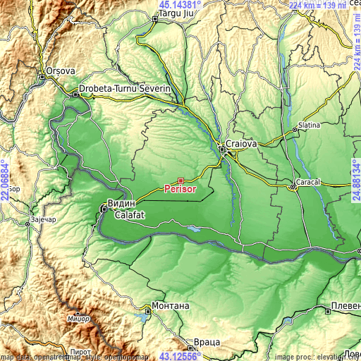 Topographic map of Perișor