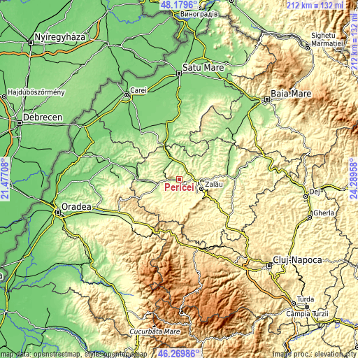 Topographic map of Pericei