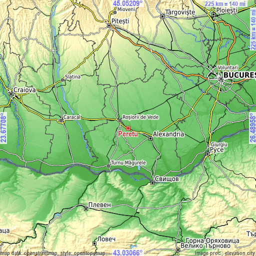 Topographic map of Peretu