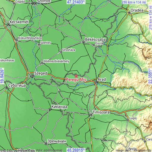 Topographic map of Peregu Mic