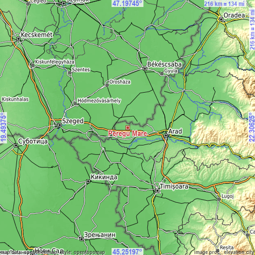 Topographic map of Peregu Mare