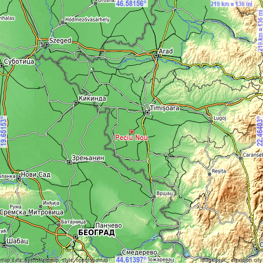 Topographic map of Peciu Nou