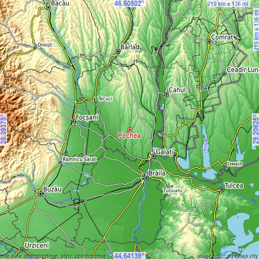 Topographic map of Pechea