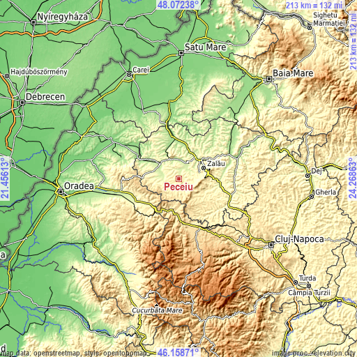 Topographic map of Peceiu