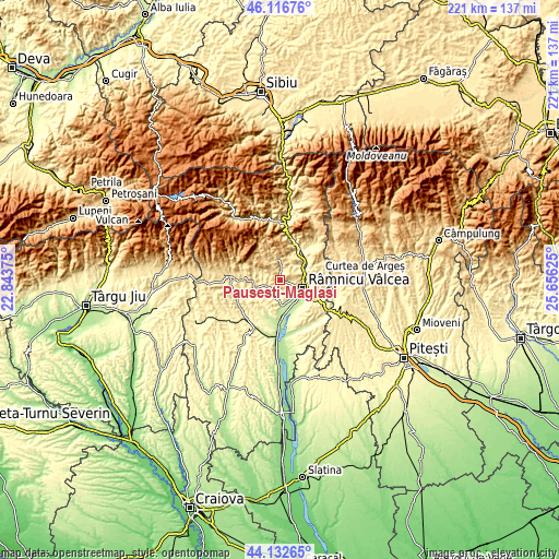 Topographic map of Păuşeşti-Măglaşi