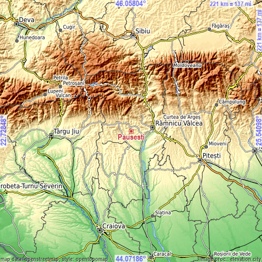 Topographic map of Păuşeşti