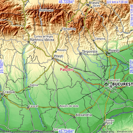 Topographic map of Pătuleni