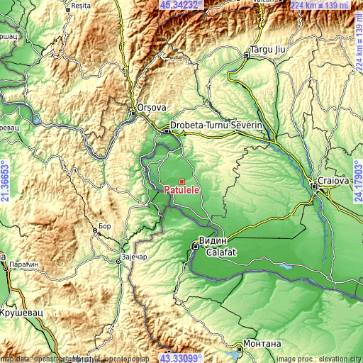 Topographic map of Pătulele