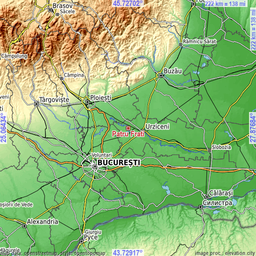 Topographic map of Patru Frați