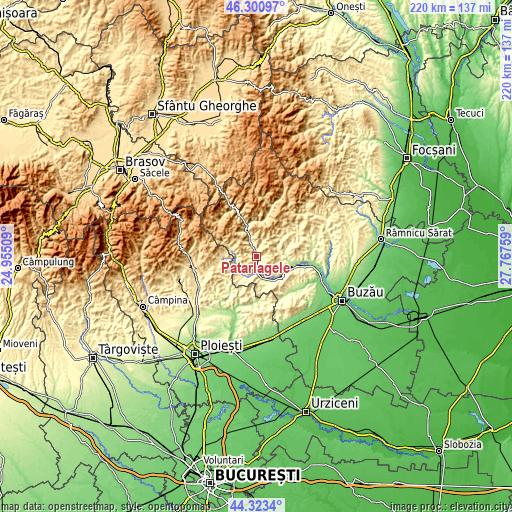 Topographic map of Pătârlagele