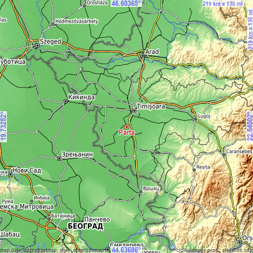 Topographic map of Parța