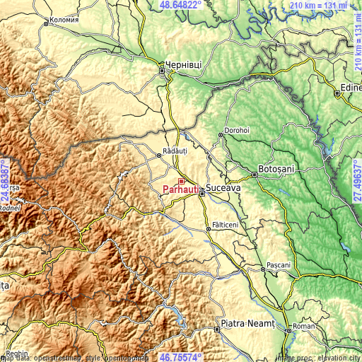 Topographic map of Părhăuți