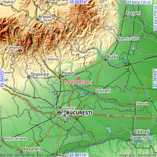 Topographic map of Parepa-Rușani