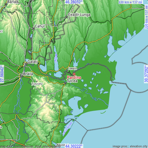 Topographic map of Pardina