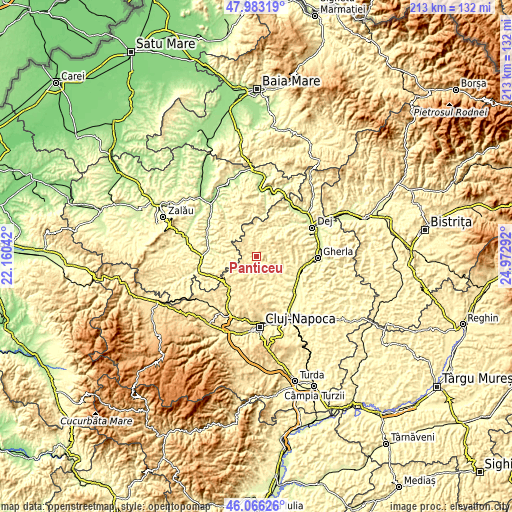 Topographic map of Panticeu