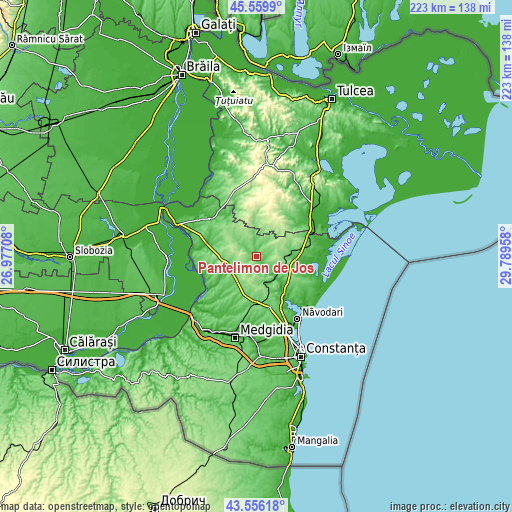 Topographic map of Pantelimon de Jos