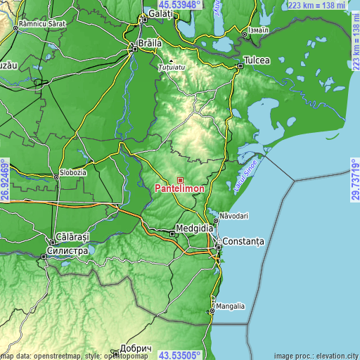 Topographic map of Pantelimon