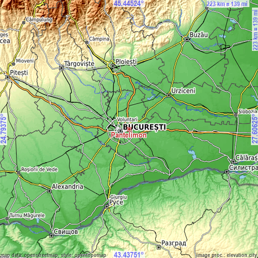 Topographic map of Pantelimon