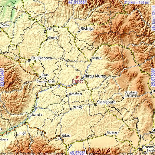 Topographic map of Pănet