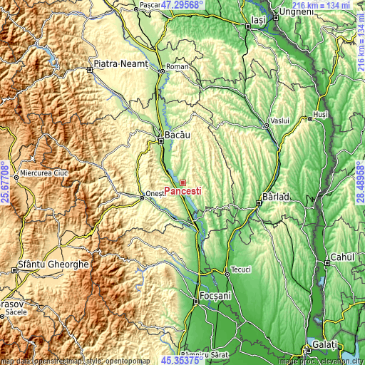 Topographic map of Pănceşti