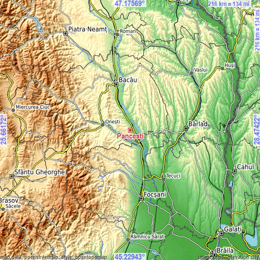 Topographic map of Păncești