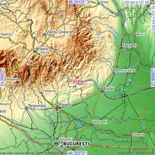 Topographic map of Pănătău