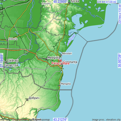 Topographic map of Palazu Mare