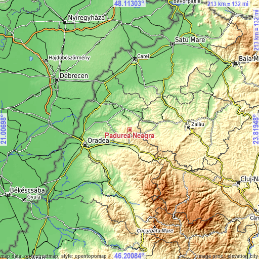 Topographic map of Pădurea Neagră