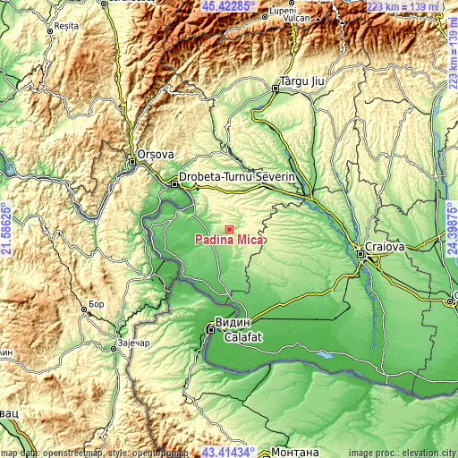 Topographic map of Padina Mică