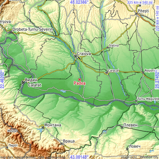 Topographic map of Padea