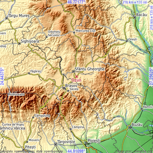 Topographic map of Ozun
