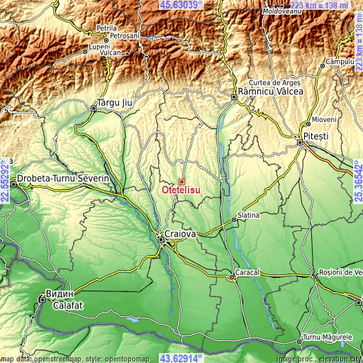 Topographic map of Otetelișu